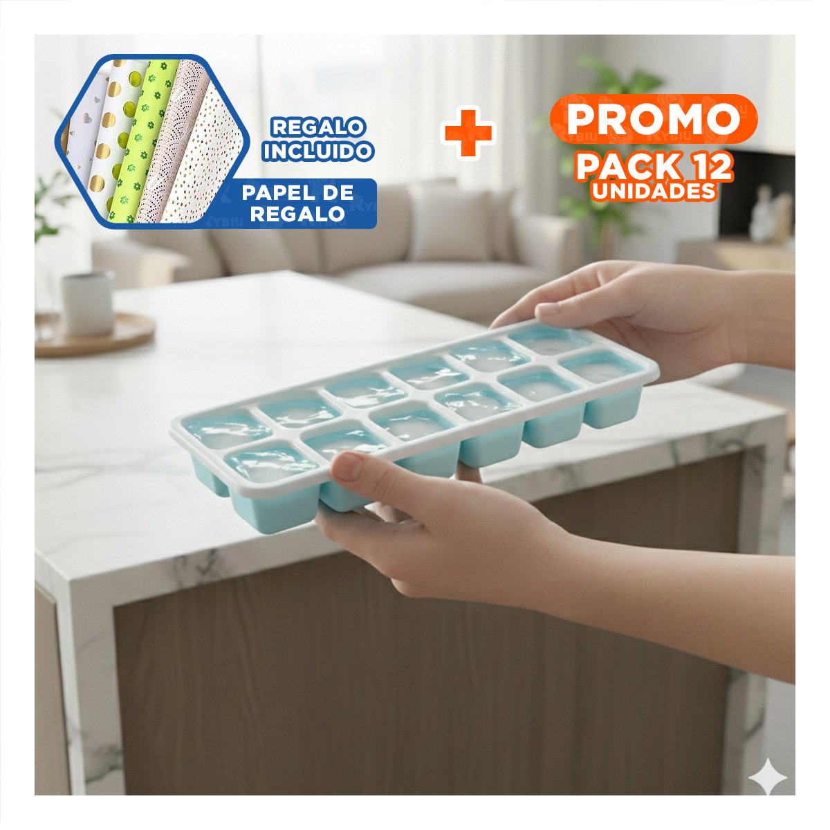 PACK12 ARTICULO APILABLE PARA BEBIDAS FRIAS Y COCTELES CELESTE Y+PAPEL REGALO - 1