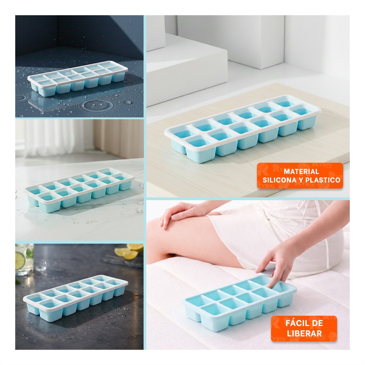 PACK6 DISPENSADOR MULTIUSO DE MOLDES DE HIELO CELESTE Y+PAPEL REGALO - 3