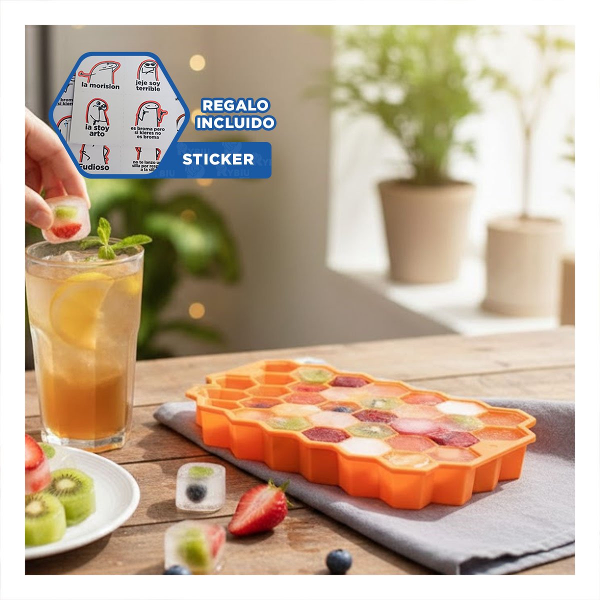 MOLDE DE SILICONA PARA BRINDAR SABOR CON ESTILO NARANJA 20,5X12CM Y+REGALO STICKER - 1