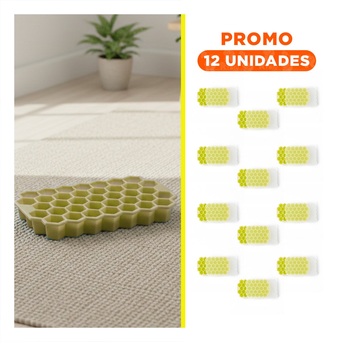 PACK12 BANDEJA DE HIELO PARA UN AMBIENTE DE MUCHA PAZ AMARILLO 20,5X12CM Y+REGALO STICKER - 1