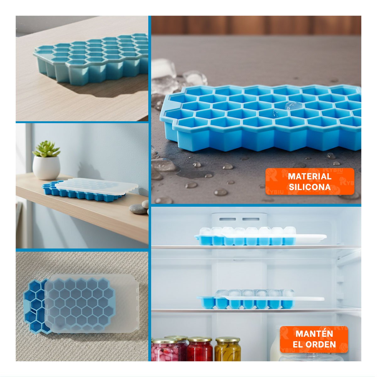 HIELERA DE PANAL CON BRILLO UNICO CELESTE 20,5X12CM PARA SU MESA Y+LIGAS REGALO - 5