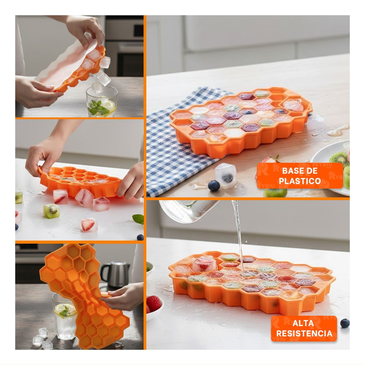 PACK2 MOLDE DE SILICONA NARANJA 20,5X12CM DE TACTO SUAVE PARA SUS MANOS Y+PAPEL REGALO - 3