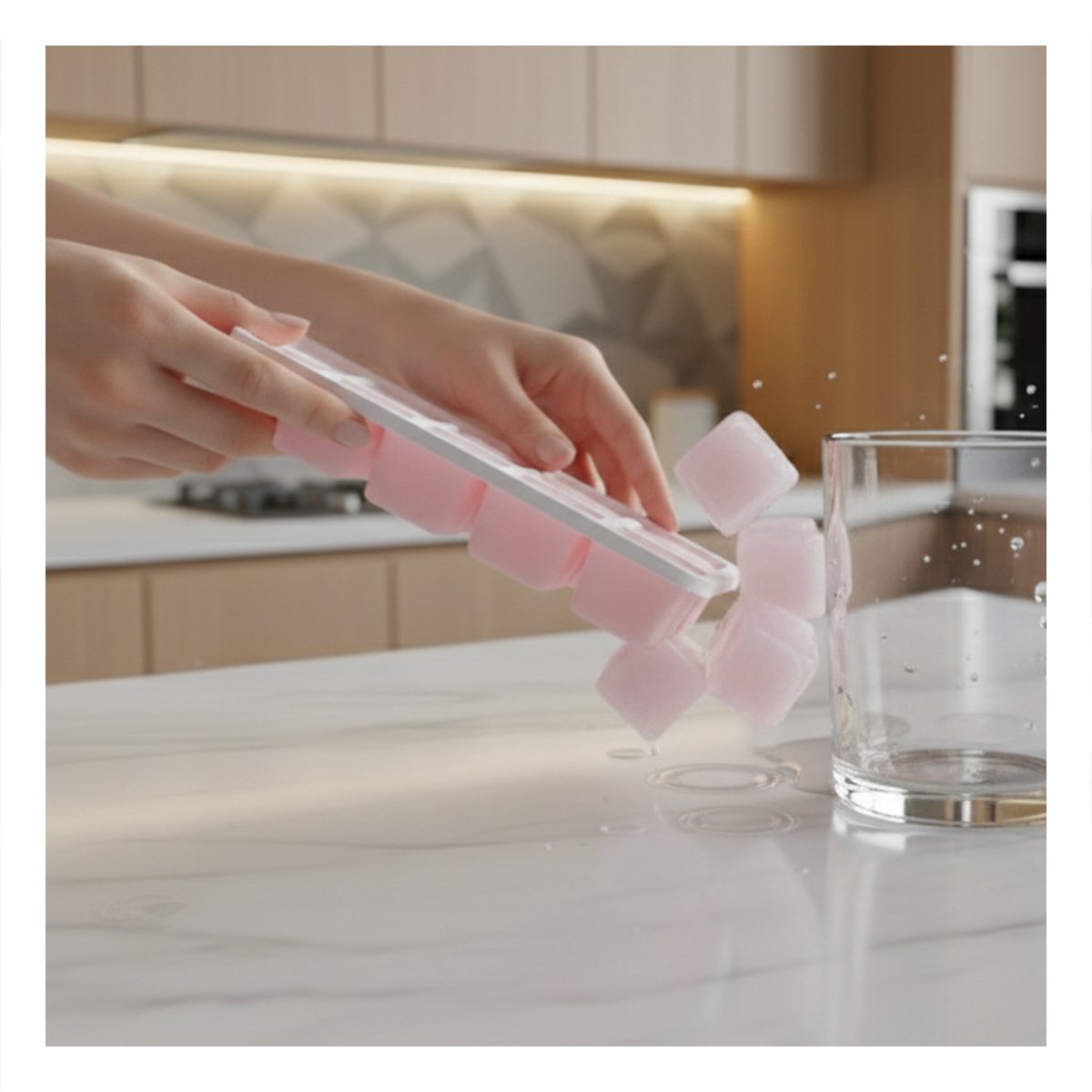 HIELERA DE CUBOS CON BRILLO UNICO ROSADO 7X2 PARA RESALTAR SU COCINA Y+LIGAS REGALO - 2