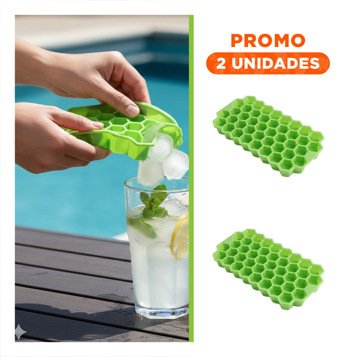 PACK2 ACCESORIO DE FRIO CON FORMA DE PANAL VERDE 20,5X12CM PARA USO - 1