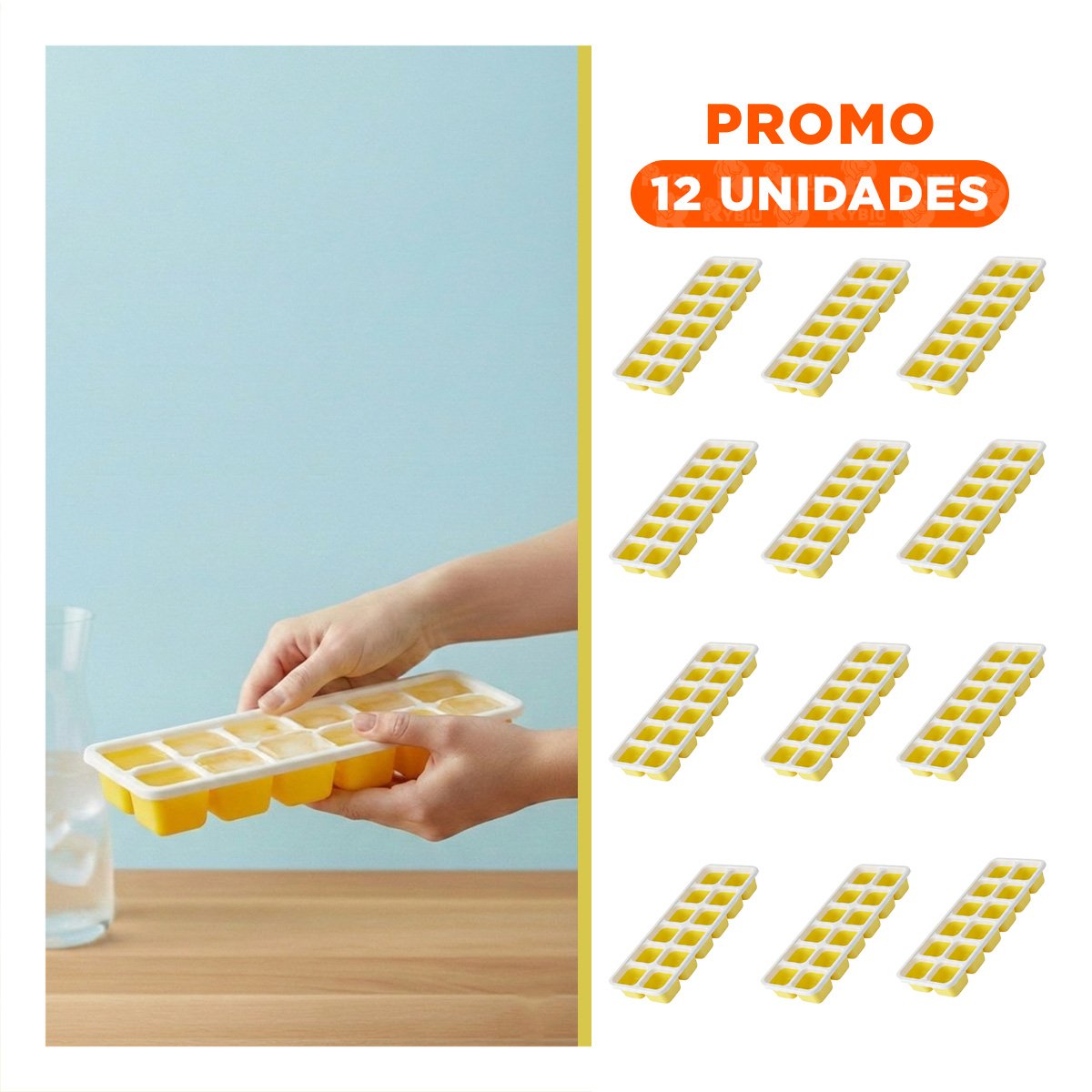 PACK12 DEPOSITO APILABLE PARA BEBIDAS FRIAS Y SMOOTHIES AMARILLO Y+REGALO STICKER - 1