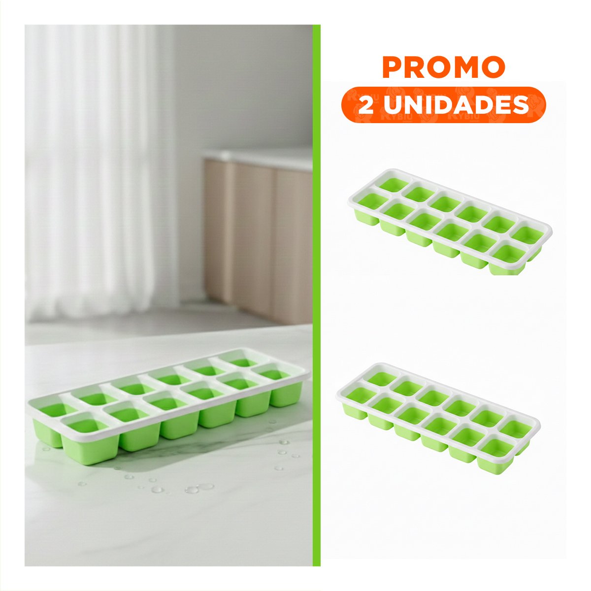 PACK2 CONJUNTO APILABLE DE MOLDES PARA HIELO Y JUGOS VERDE - 1