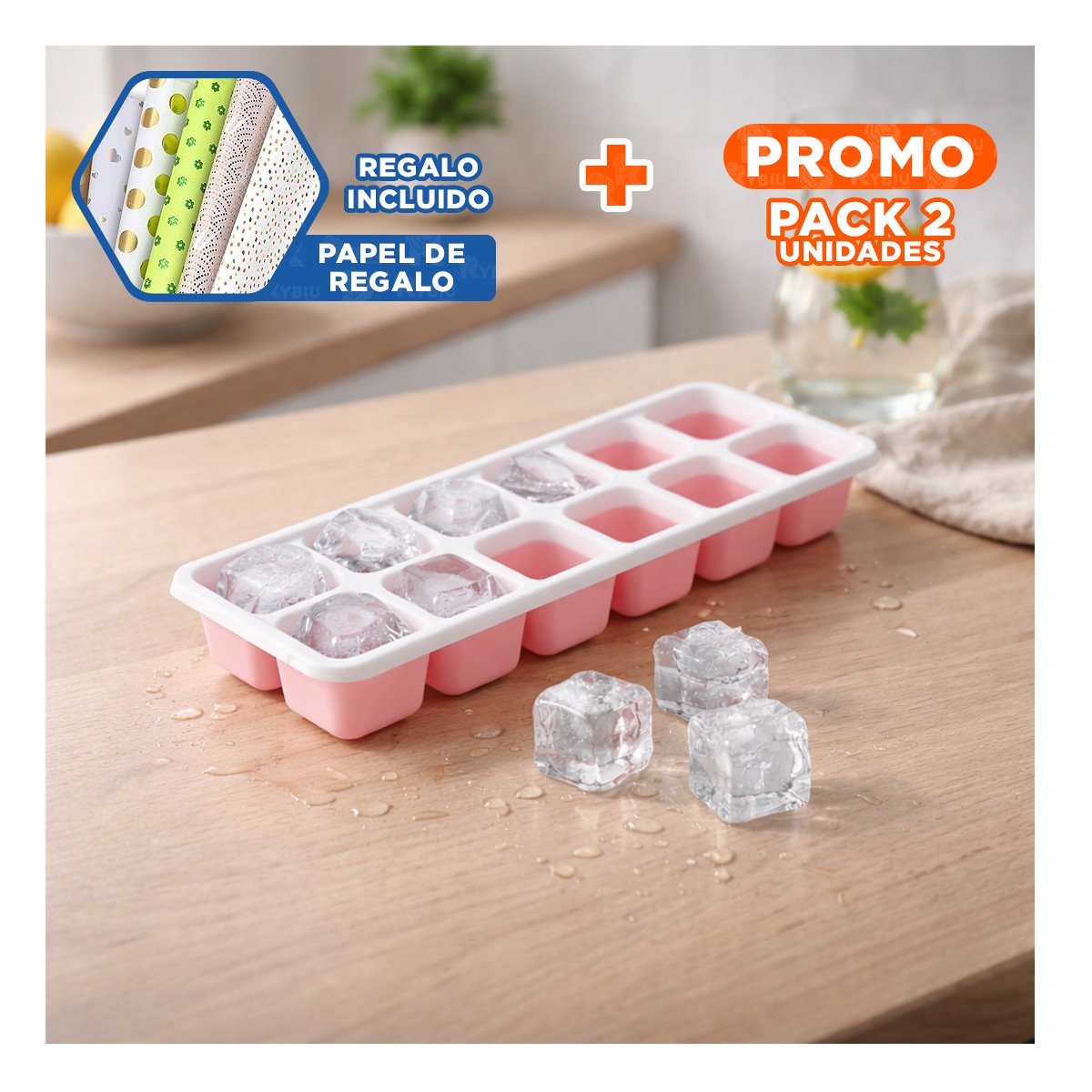 PACK2 MOLDE DE SILICONA ROSADO 7X2 DE TACTO SUAVE PARA UN MANEJO SENCILLO Y+PAPEL REGALO - 1