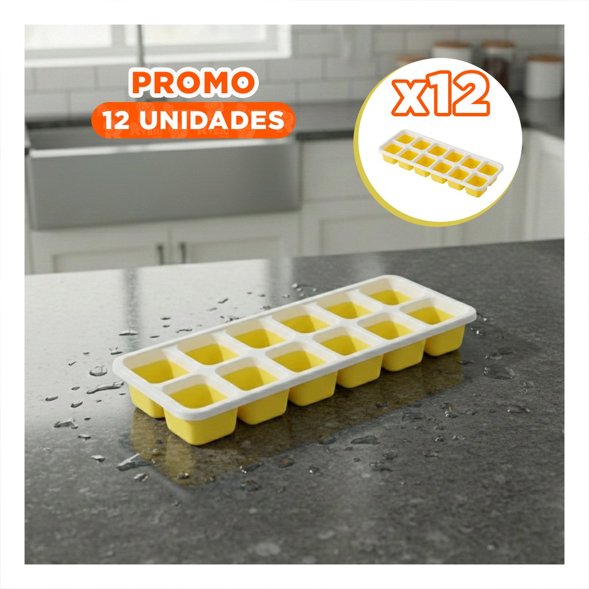 PACK12 FORMA COMPACTA PARA HIELO COCTELES Y PREPARACIONES AMARILLO - 1