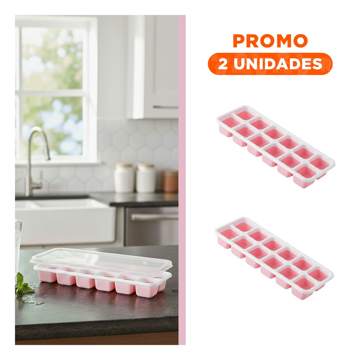 PACK2 ACCESORIO DE FRIO CON FORMA DE CUBOS ROSADO 7X2 PARA UN USO RAPIDO - 1