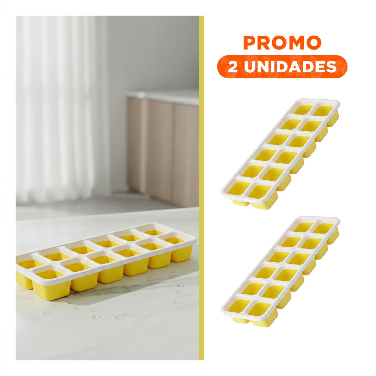 PACK2 ARTICULO MULTIUSO PARA CUBOS DE HIELO Y BEBIDAS AMARILLO - 1