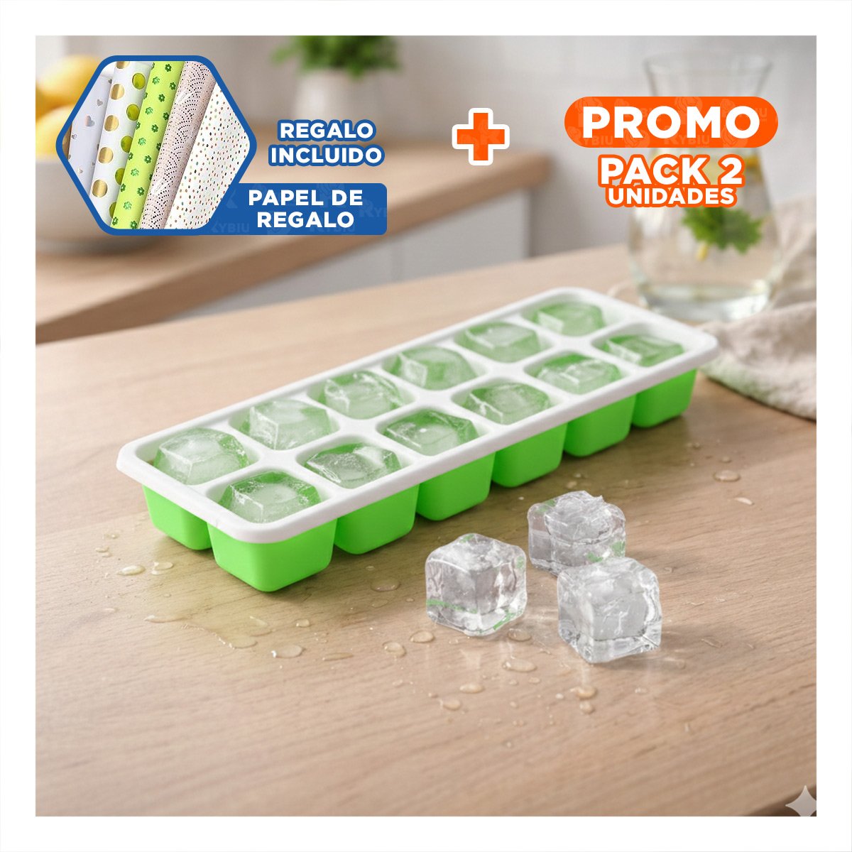 PACK2 CONJUNTO CREATIVO PARA PREPARAR BEBIDAS FRIAS VERDE Y+PAPEL REGALO - 1