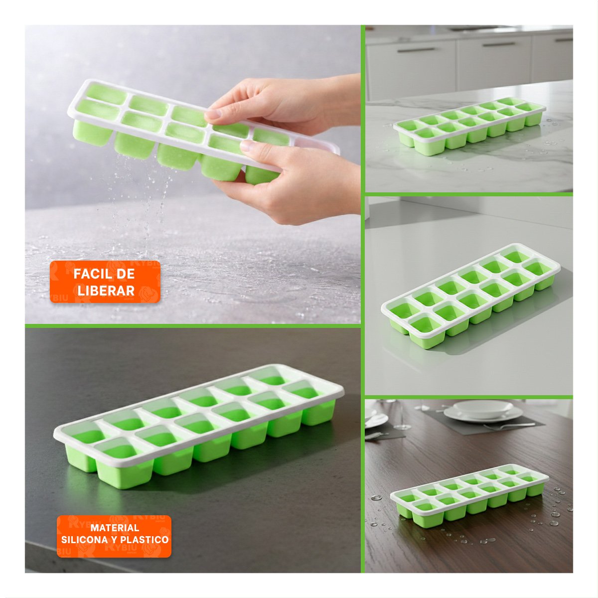 CUBETERA VERSATIL PARA CONGELAR AGUA Y FRUTAS VERDE - 5