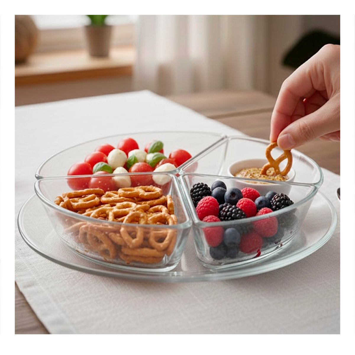 SET DE APERITIVOS TRANSPARENTE 3 DIVISIONES CON VISIBILIDAD DE SU CONTENIDO Y+PAPEL REGALO - 5