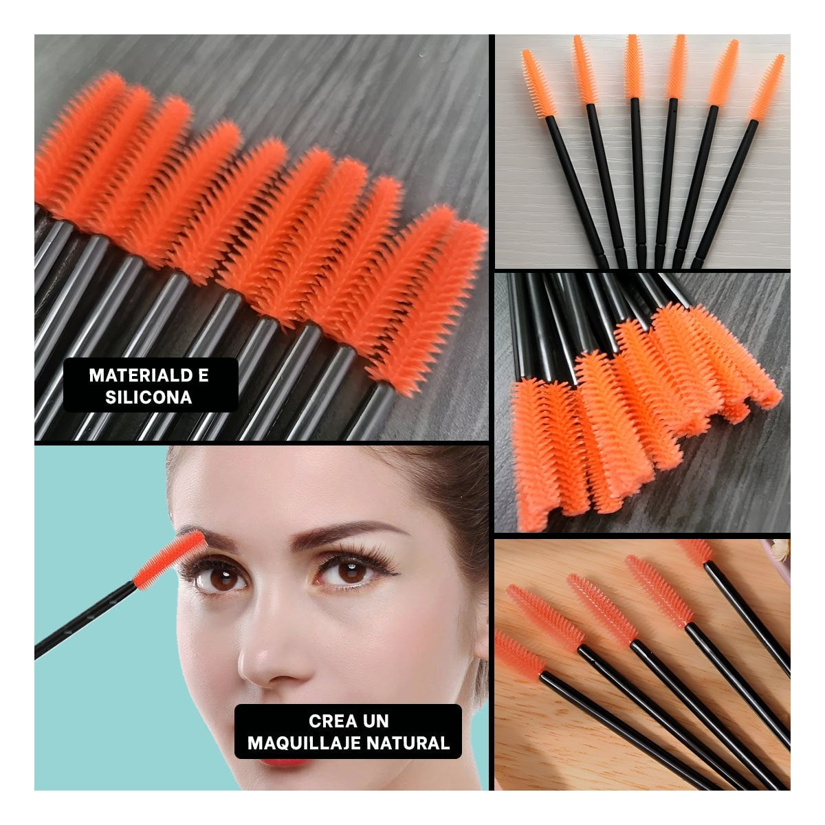PEINE FLEXIBLE DE SILICONA PARA PESTAÑA Y CEJA 12 PZS NARANJA Y+POST IT - 1