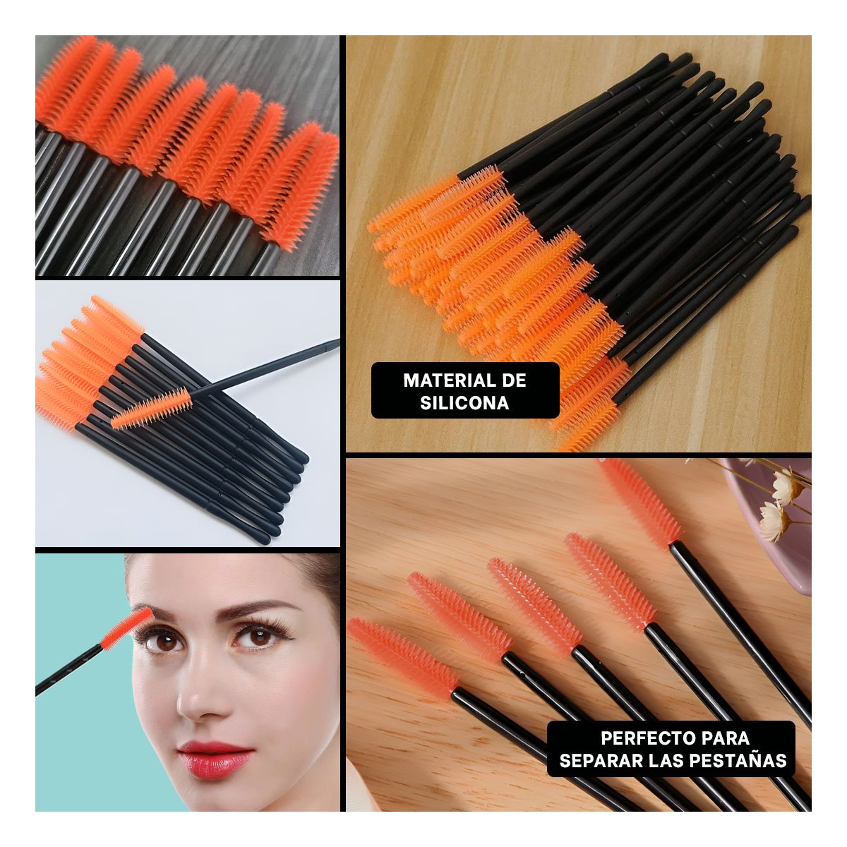 PEINE FLEXIBLE DE SILICONA PARA PESTAÑA Y CEJA 12 PZS NARANJA Y+POST IT - 5