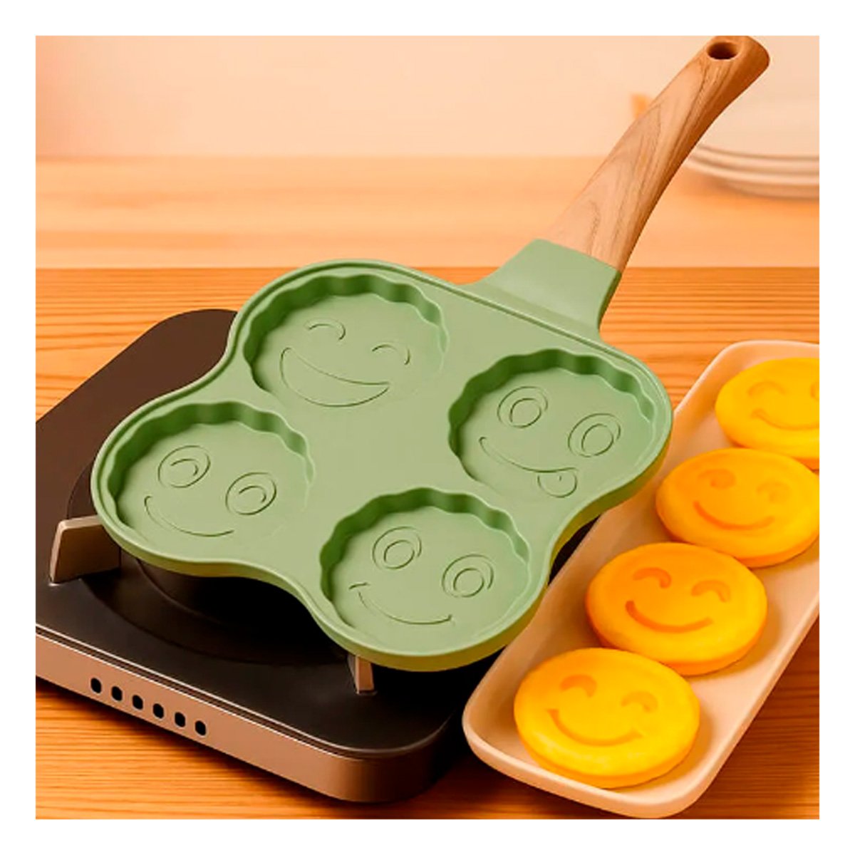 PLACA CREATIVA PARA HUEVOS PANCAKES Y TORTILLAS VERDE - 1