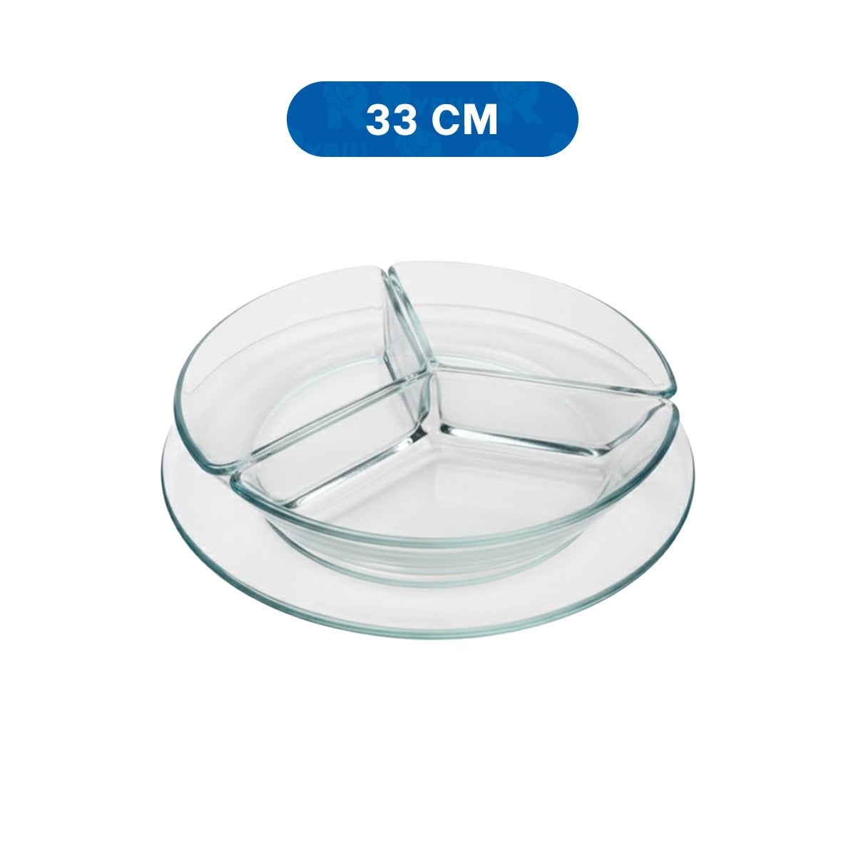 PLATO DE VIDRIO TRANSPARENTE 3 DIVISIONES CON BRILLO UNICO PARA SU MESA Y+LIGAS REGALO - 4