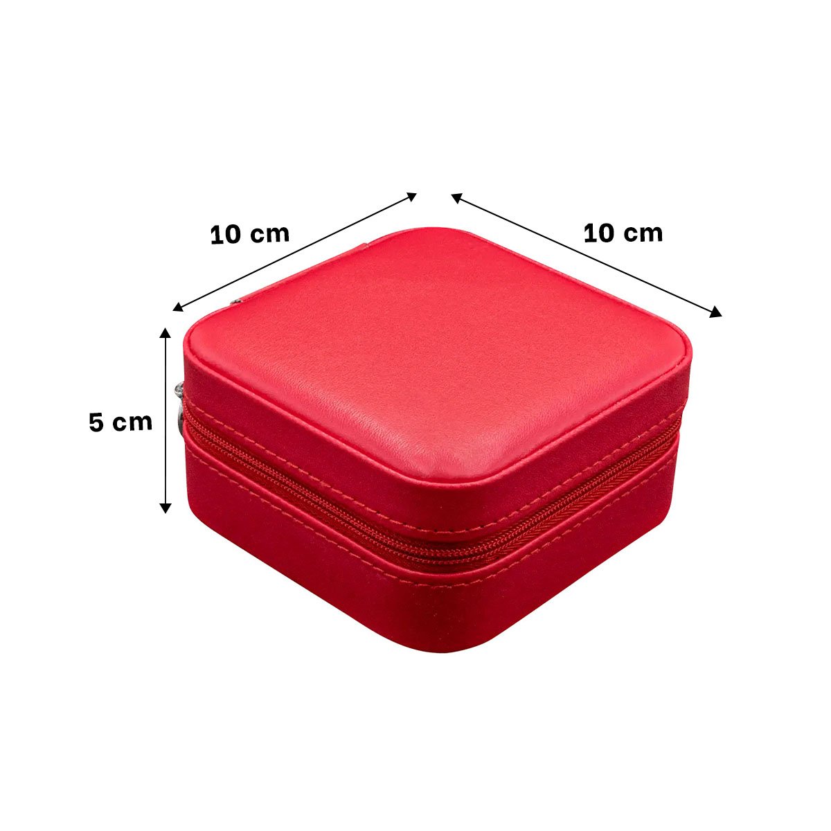 ORGANIZADOR DE VIAJE CON ESPEJO CUERO PU ROJO PARA JOYAS Y+POST IT - 4