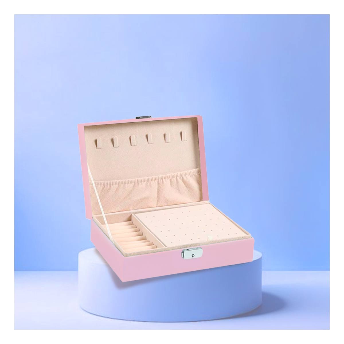 SET JOYERO RECTANGULAR 20,5X12,5X5,5 CM ROSA PASTEL Y+POST IT - 2