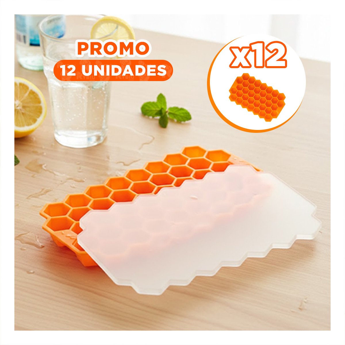 PACK12 MOLDE DE SILICONA NARANJA 20,5X12CM CON CAPACIDAD PARA MUCHA GENTE - 1