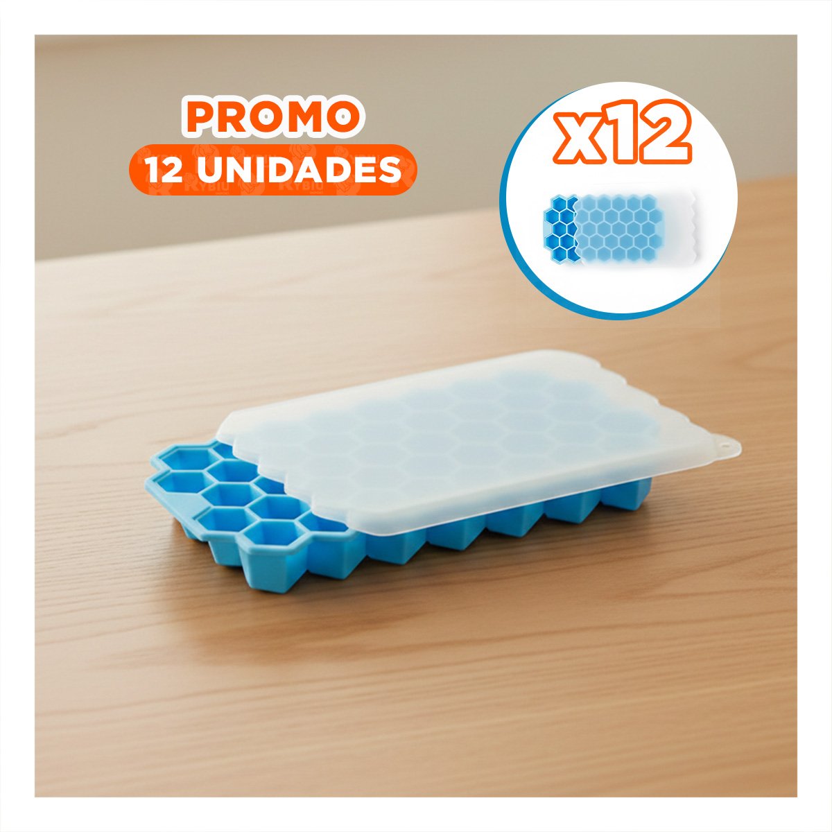 PACK12 MOLDE DE SILICONA CELESTE 20,5X12CM CON CAPACIDAD PARA MUCHA GENTE - 1