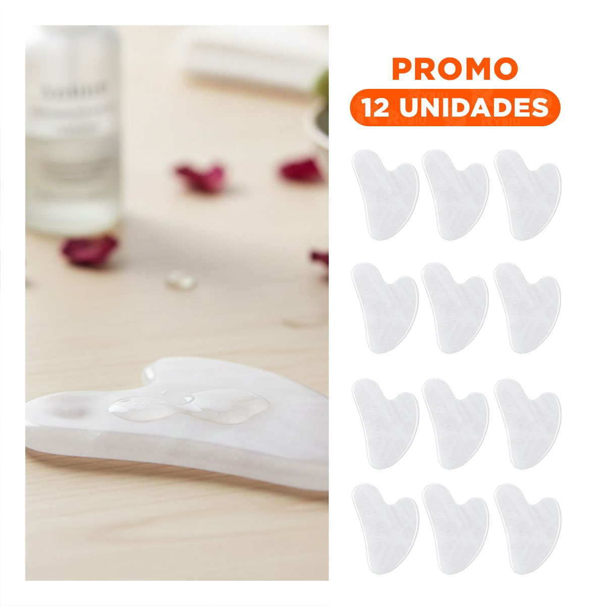 PACK12 TERAPIA FACIAL CON GUA SHA DE CUARZO BLANCO Y+REGALO STICKER - 1