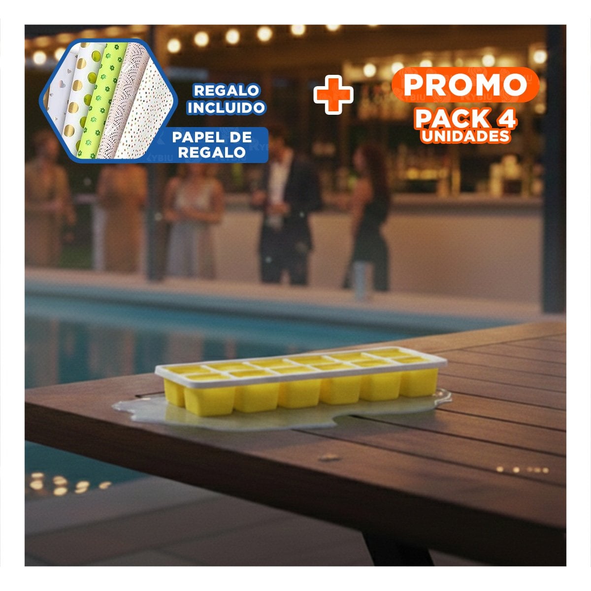 PACK4 ARTICULO COMPACTO PARA CONGELADOR Y HIELO AMARILLO Y+PAPEL REGALO - 1
