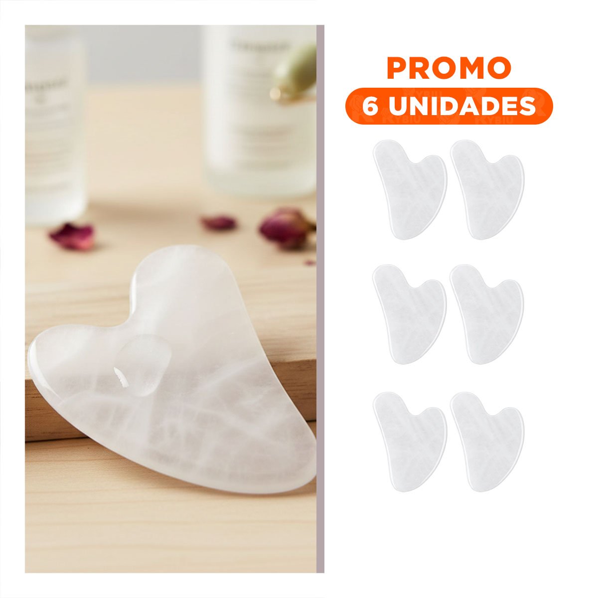 PACK6 DISPOSITIVO BLANCO DE CUARZO PARA ROSTRO TIPO GUA SHA - 1