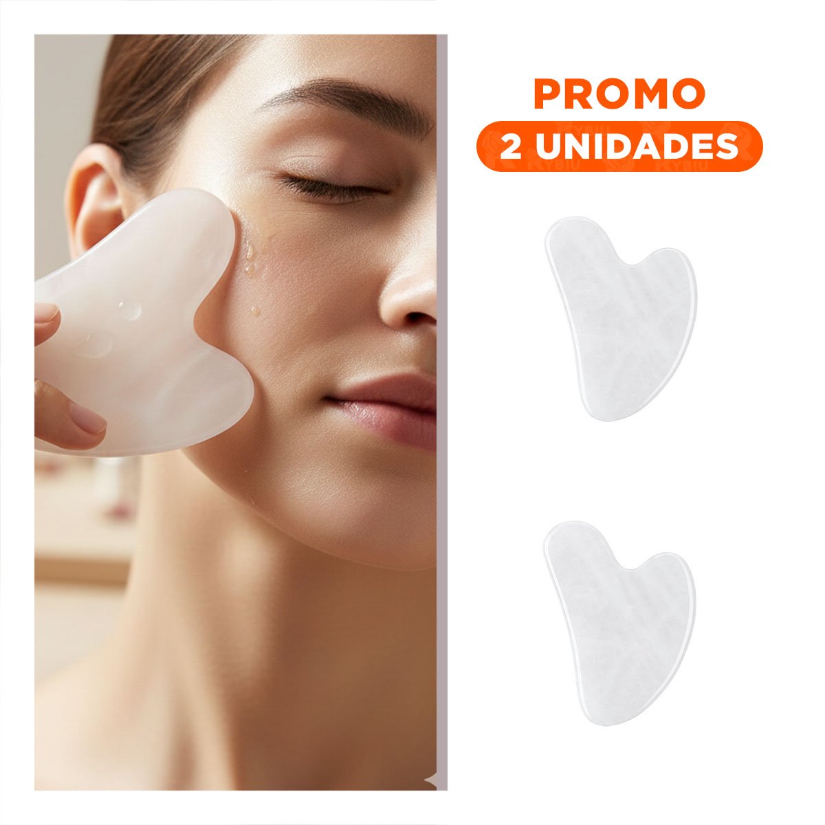 PACK2 COLECCION GUA SHA DE CUARZO PARA ROSTRO BLANCO - 1