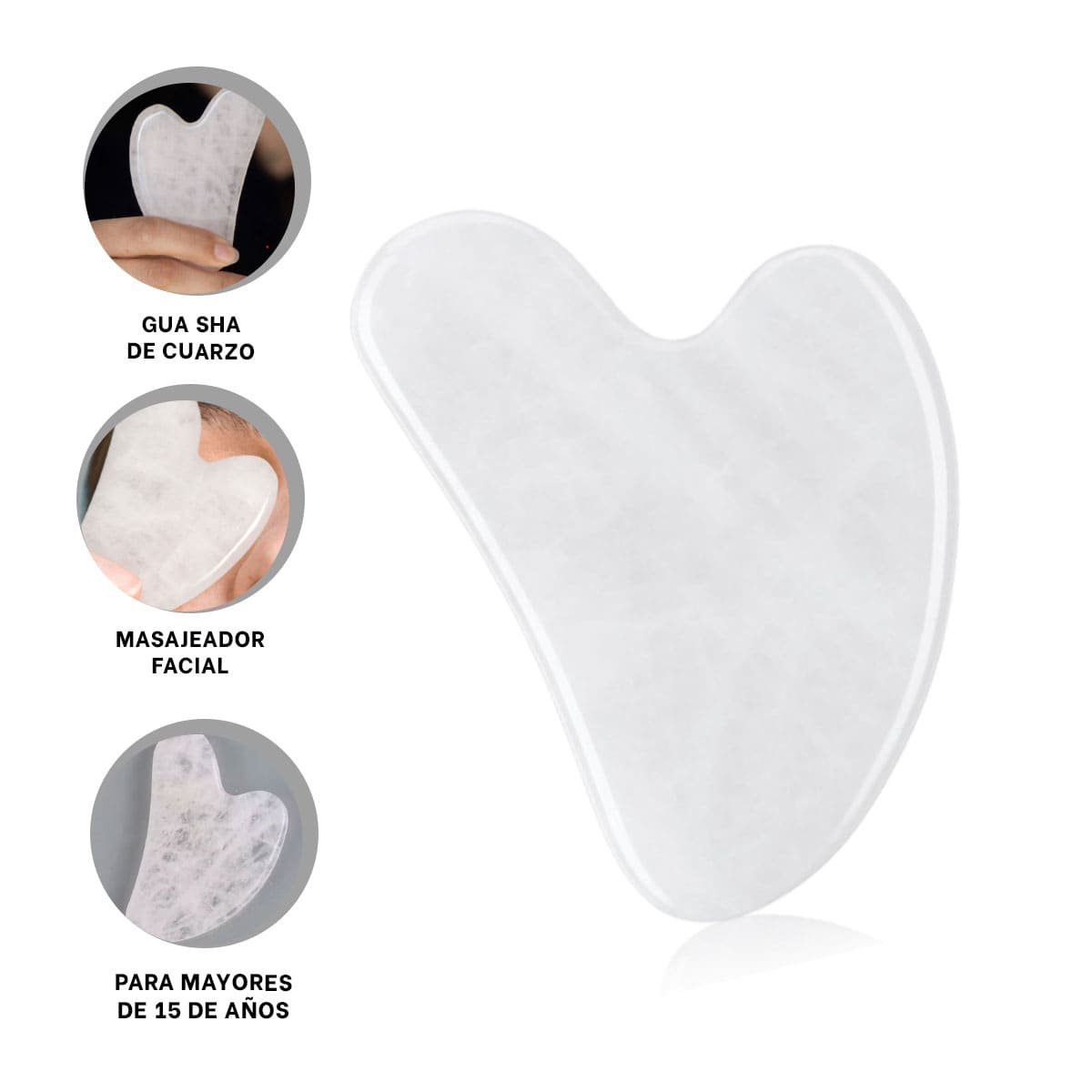MODELO GUA SHA DE CUARZO PARA ROSTRO EN TONALIDAD BLANCO - 3