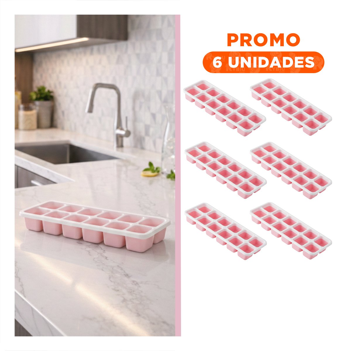 PACK6 HIELERA DE CUBOS PARA FOMENTAR MUCHA LIMPIEZA ROSADO 7X2 DE VERDAD - 1