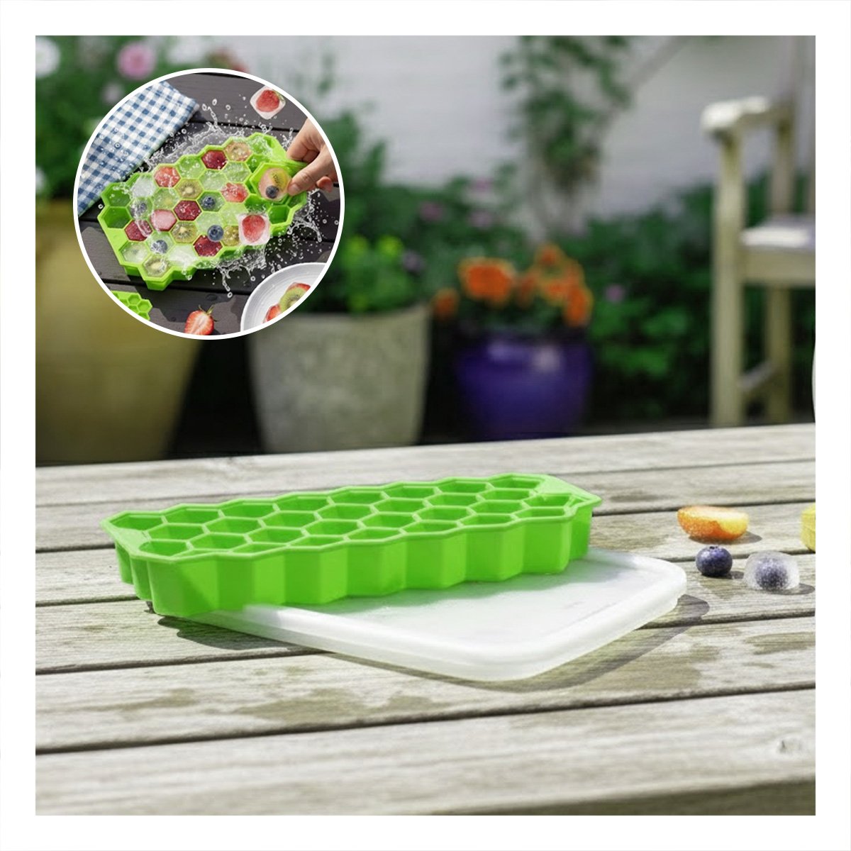 PACK6 BANDEJA DE HIELO CON SELLO VERDE 20,5X12CM PARA MAS SEGURIDAD Y+PAPEL REGALO - 2