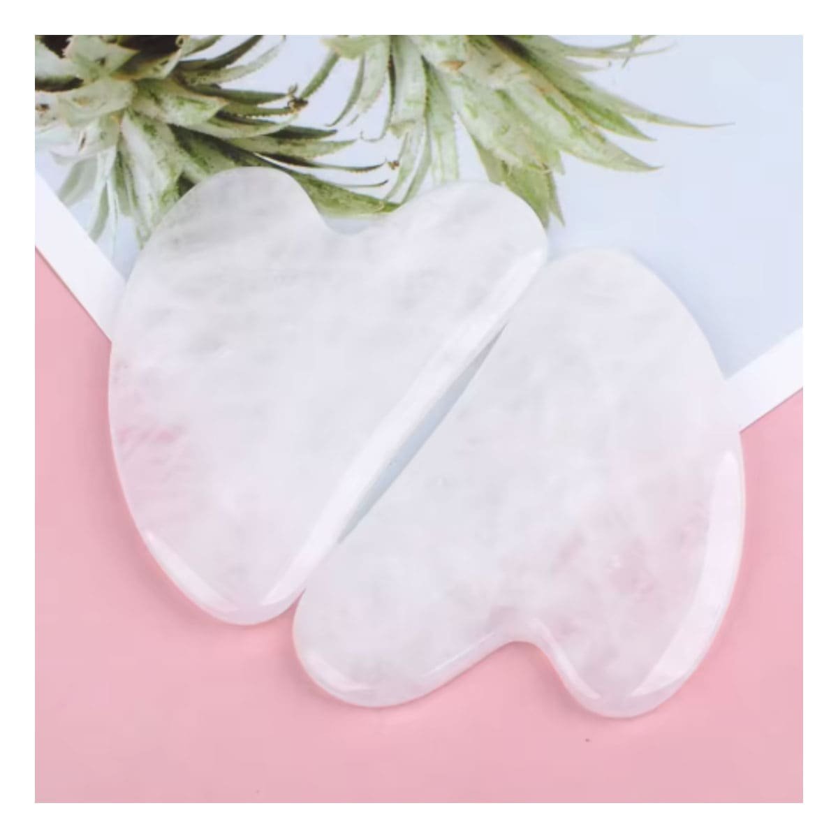 PACK2 PRESENTACION GUA SHA DE CUARZO PARA ROSTRO BLANCO Y+PAPEL REGALO - 5