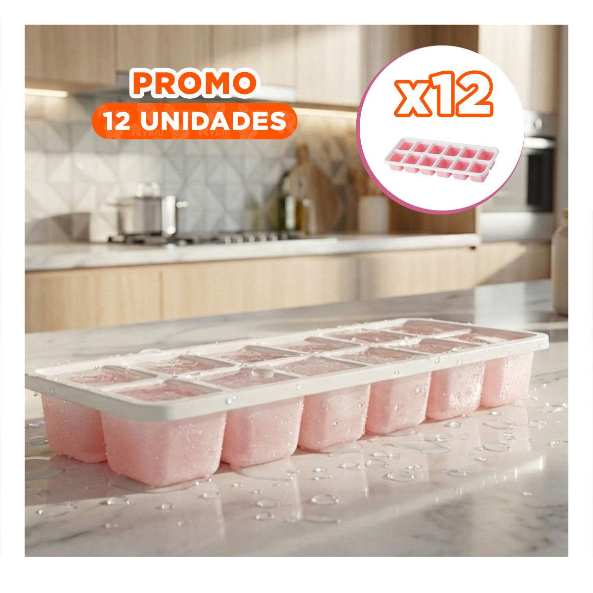 PACK12 MOLDE DE SILICONA ROSADO 7X2 CON CAPACIDAD PARA MUCHA GENTE EN CASA - 1