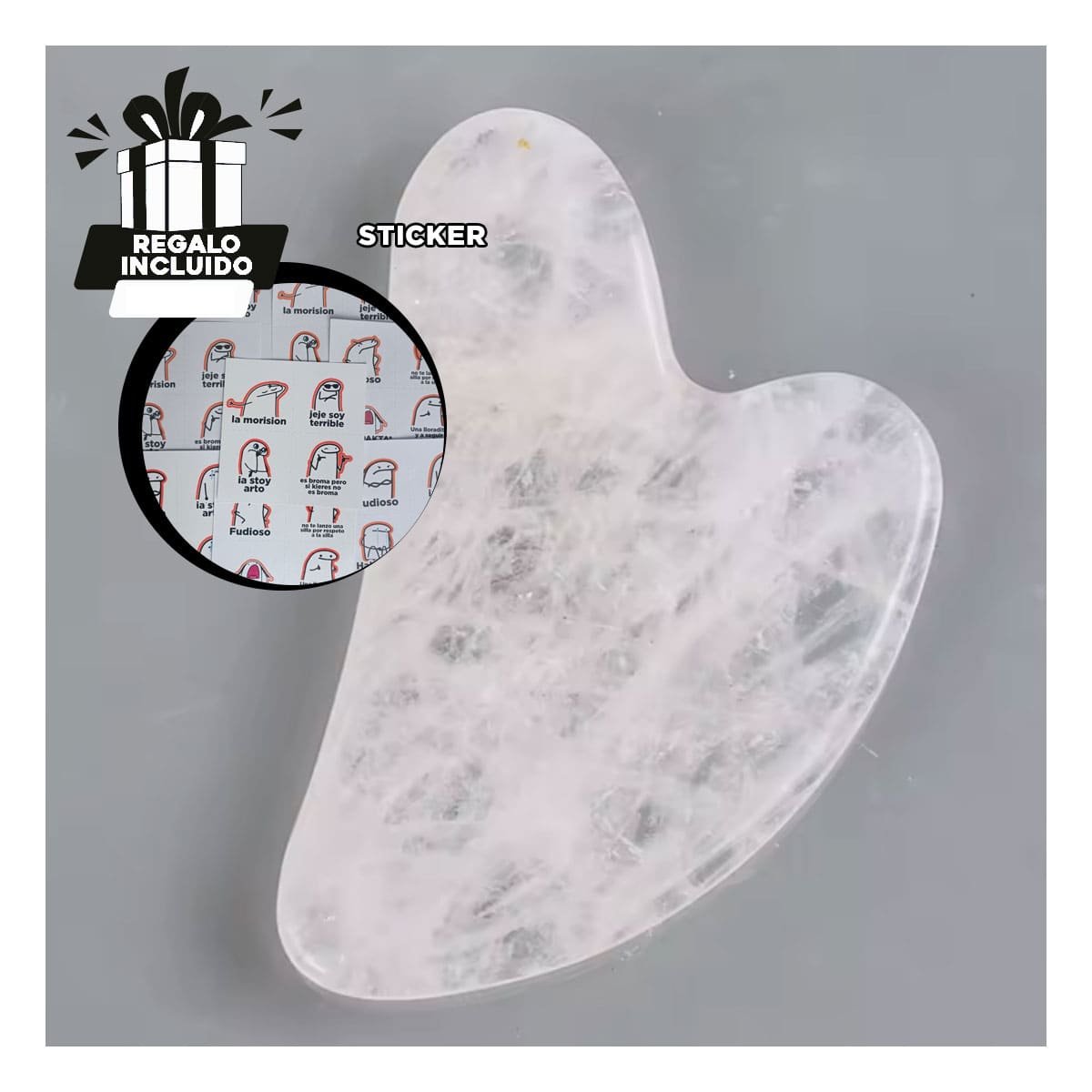 DISENO GUA SHA DE CUARZO PARA ROSTRO BLANCO Y+REGALO STICKER - 1
