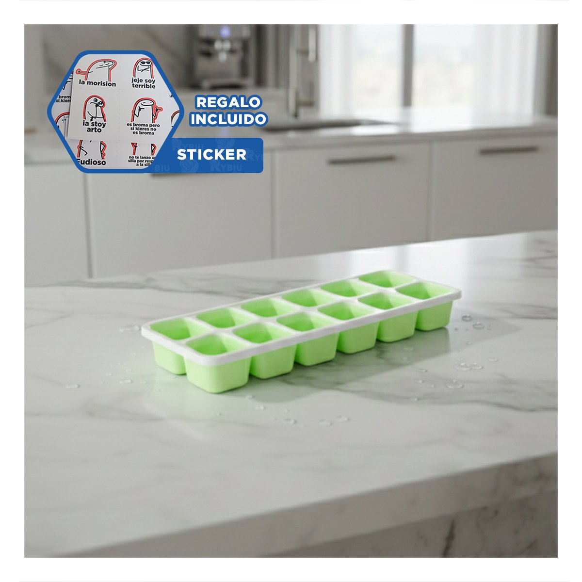 CUBETERA FUNCIONAL PARA COCINA Y FIESTA VERDE Y+REGALO STICKER - 1