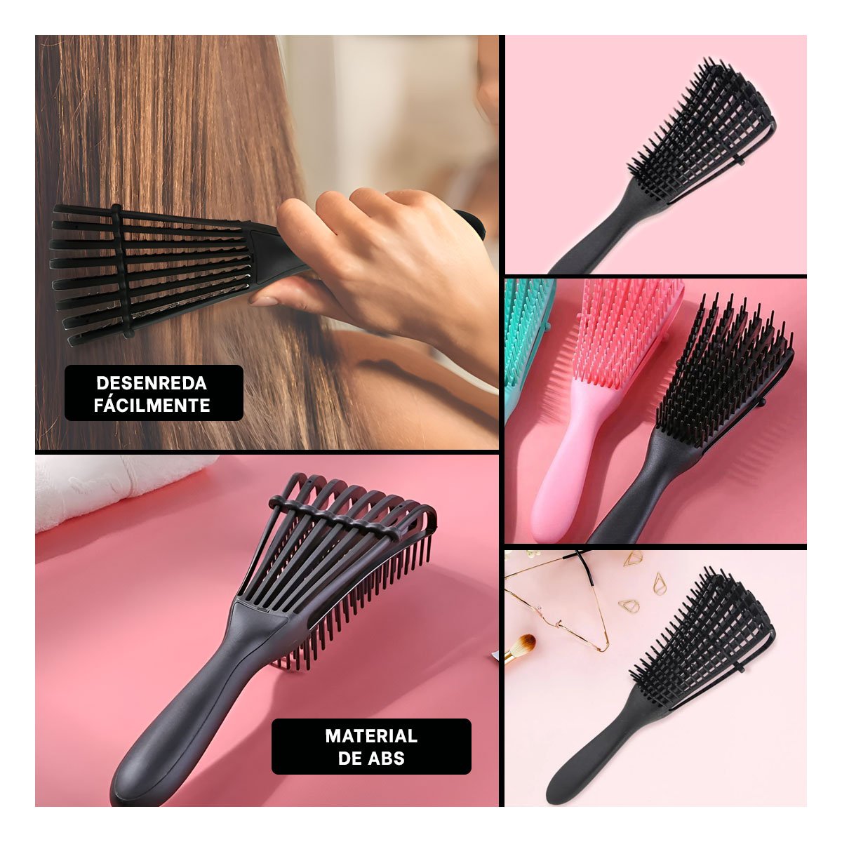 CEPILLO ERGONOMICO DESENREDANTE NEGRO PARA CABELLO Y+POST IT - 1
