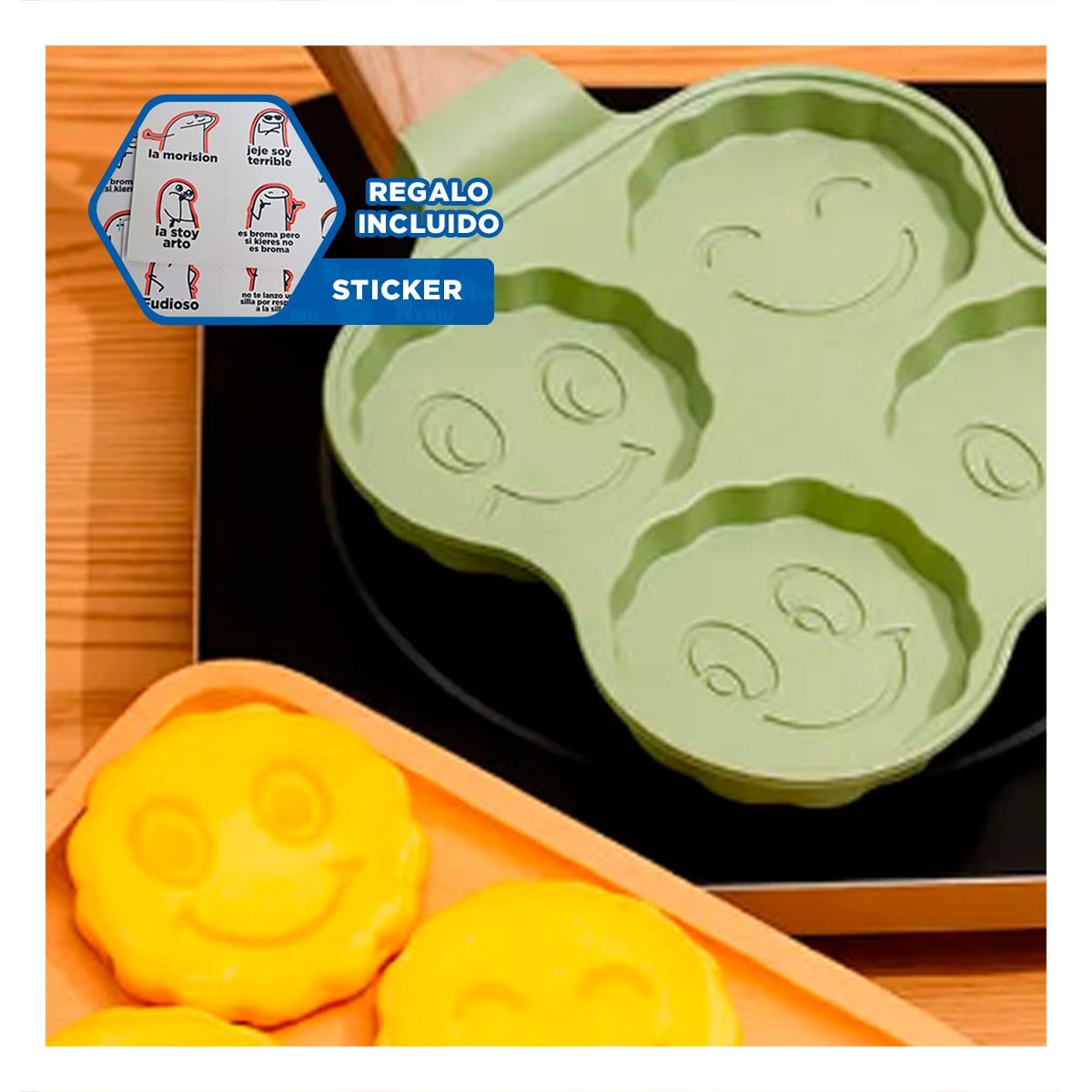 PLACA MULTIUSO PARA DESAYUNOS OMELETS Y PANQUEQUES VERDE Y+REGALO STICKER - 1