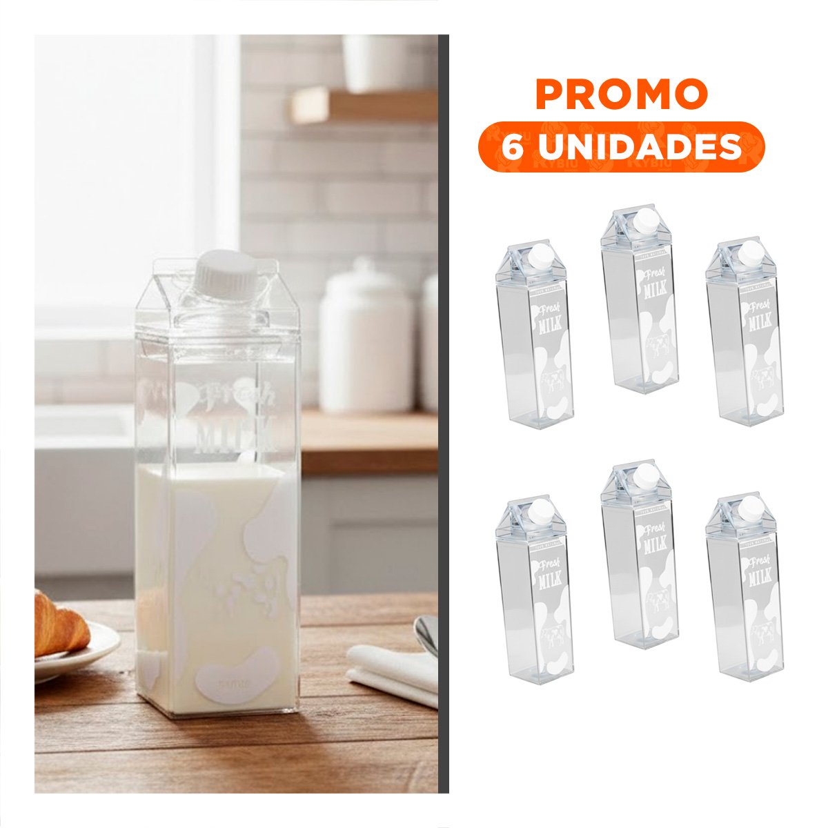 PACK6 ENVASE DE VIDRIO BLANCO TRANSPARENTE 1L PARA FOMENTAR MUCHA LIMPIEZA - 1