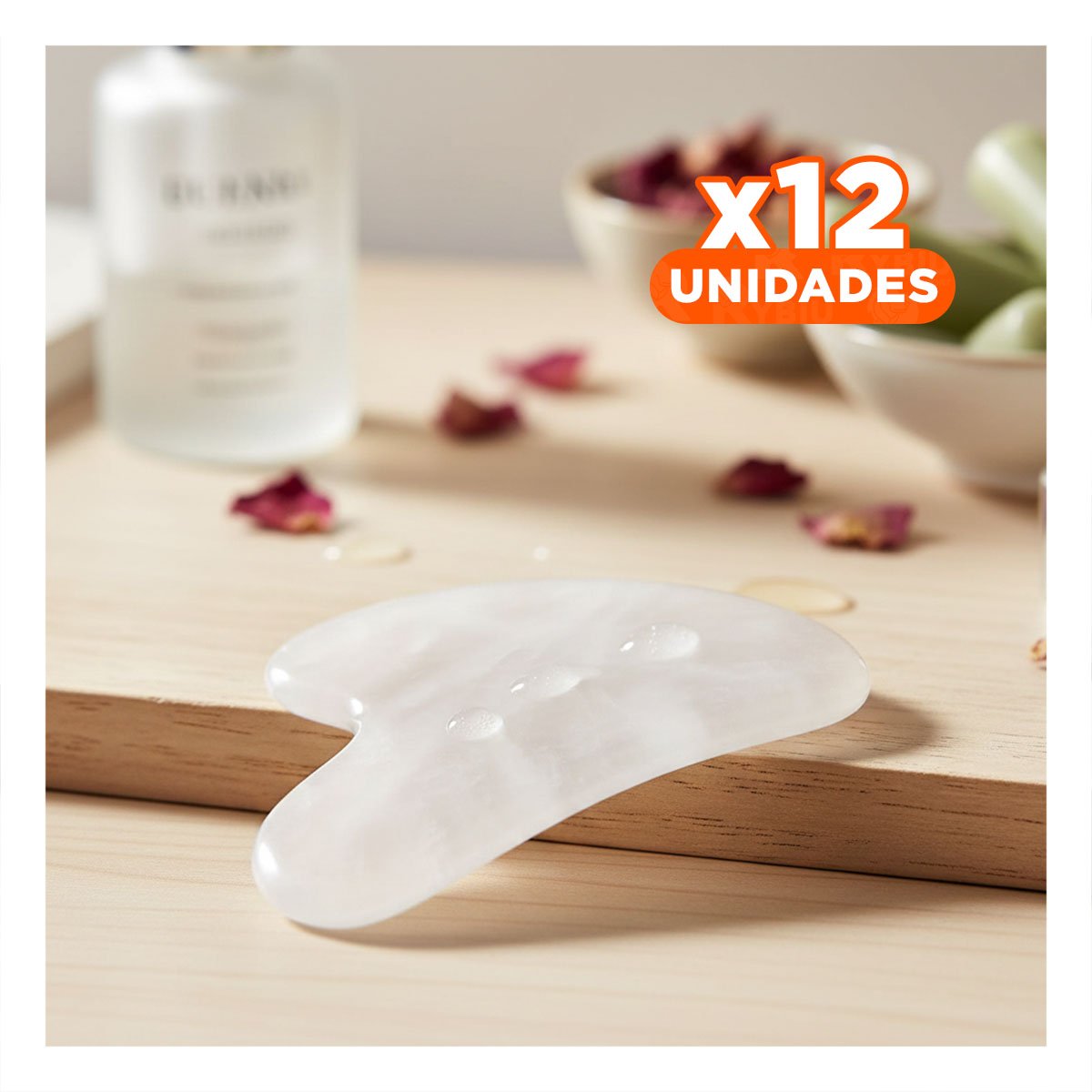 PACK12 RITUAL FACIAL CON GUA SHA DE CUARZO TONO BLANCO - 1