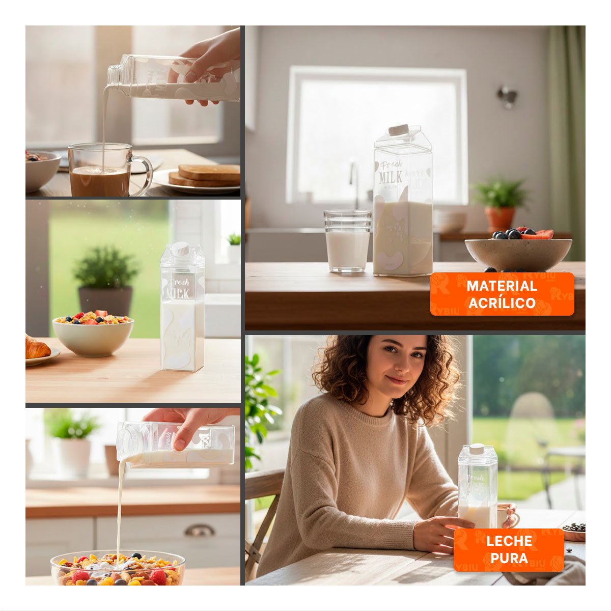 RECIPIENTE DE MESA BLANCO TRANSPARENTE 1L PARA LA COMODIDAD EN SU CENA Y+POST IT - 1
