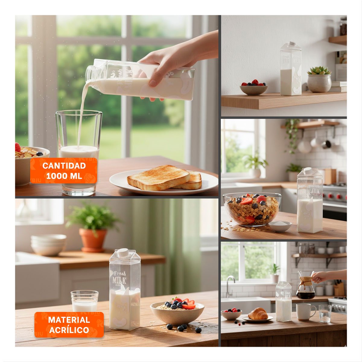 RECIPIENTE DE MESA BLANCO TRANSPARENTE 1L PARA LA COMODIDAD EN SU CENA Y+POST IT - 5