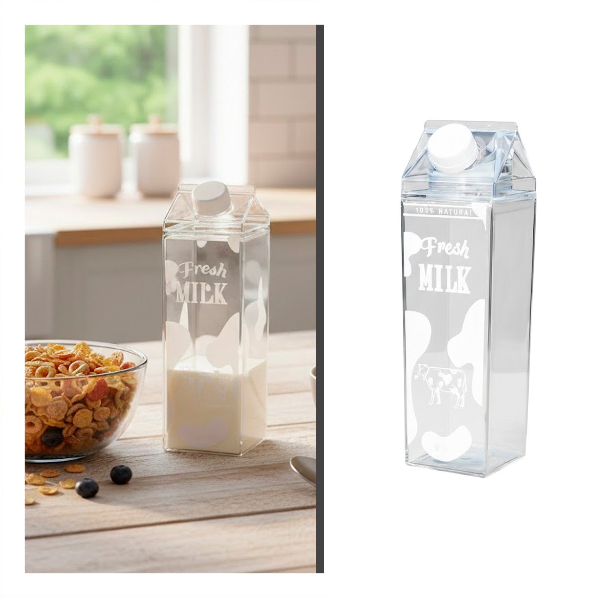 PACK6 JARRA DE LIQUIDOS BLANCO TRANSPARENTE 1L PARA EL DESARROLLO DE SU MENU Y+REGALO STICKER - 3