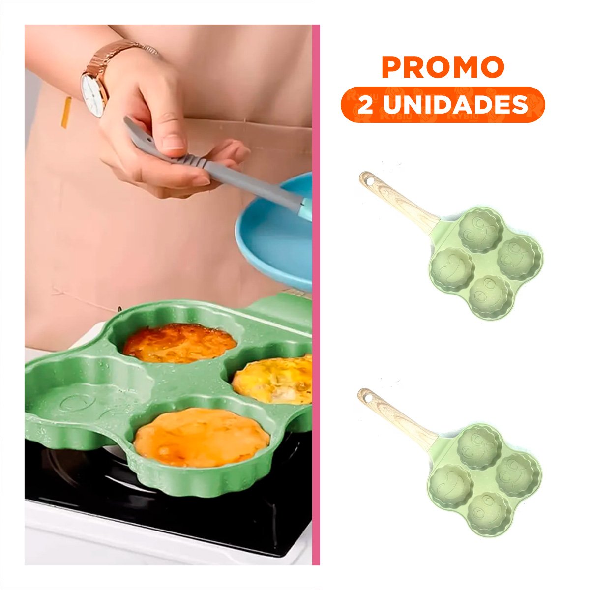 PACK2 RECEPTACULO DIVIDIDO PARA HUEVOS TORTILLAS Y PANQUEQUES VERDE - 1