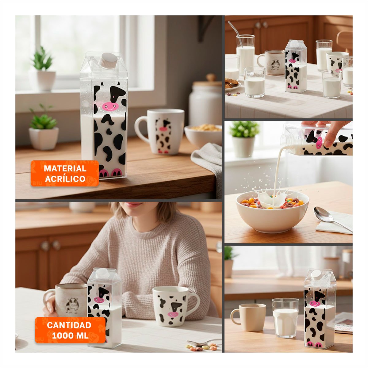 RECIPIENTE DE MESA MANCHAS NEGRAS Y ROSADAS 1L PARA LA COMODIDAD EN SU CENA Y+POST IT - 5
