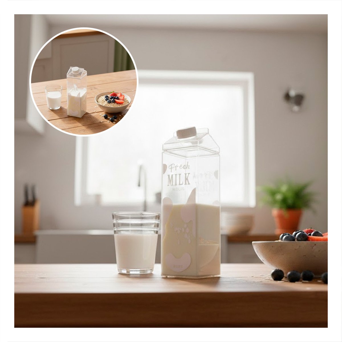 PACK4 BOTELLA DE LECHE BLANCO TRANSPARENTE 1L DE CALIDAD ROBUSTA PARA NEVERA Y+REGALO STICKER - 5