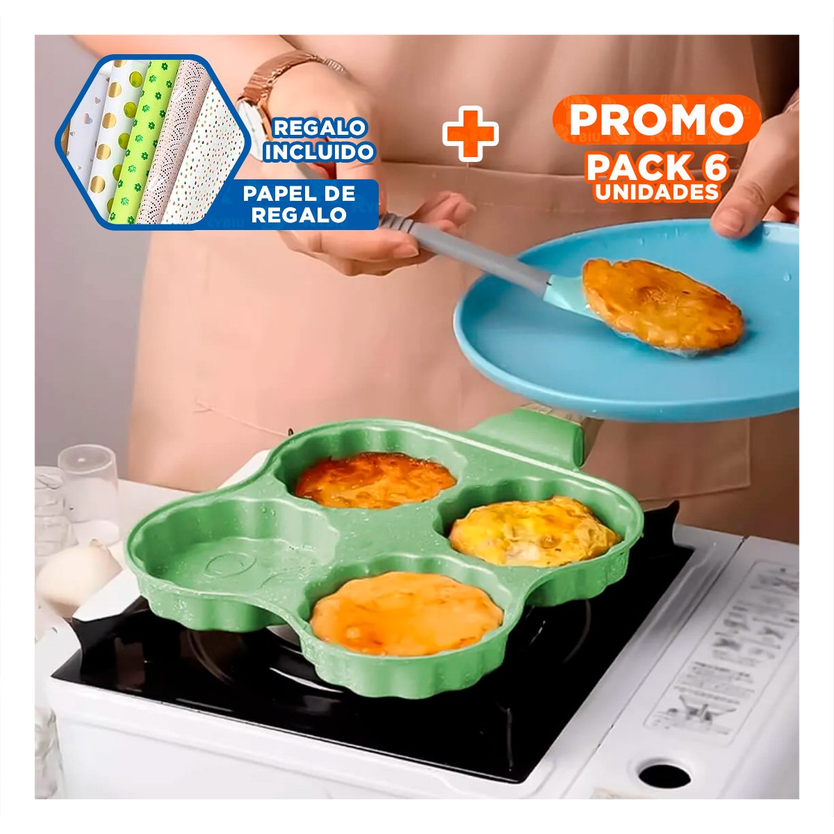PACK6 UTENSILIO PRACTICO PARA COCINA RAPIDA Y POSTRES VERDE Y+PAPEL REGALO - 1