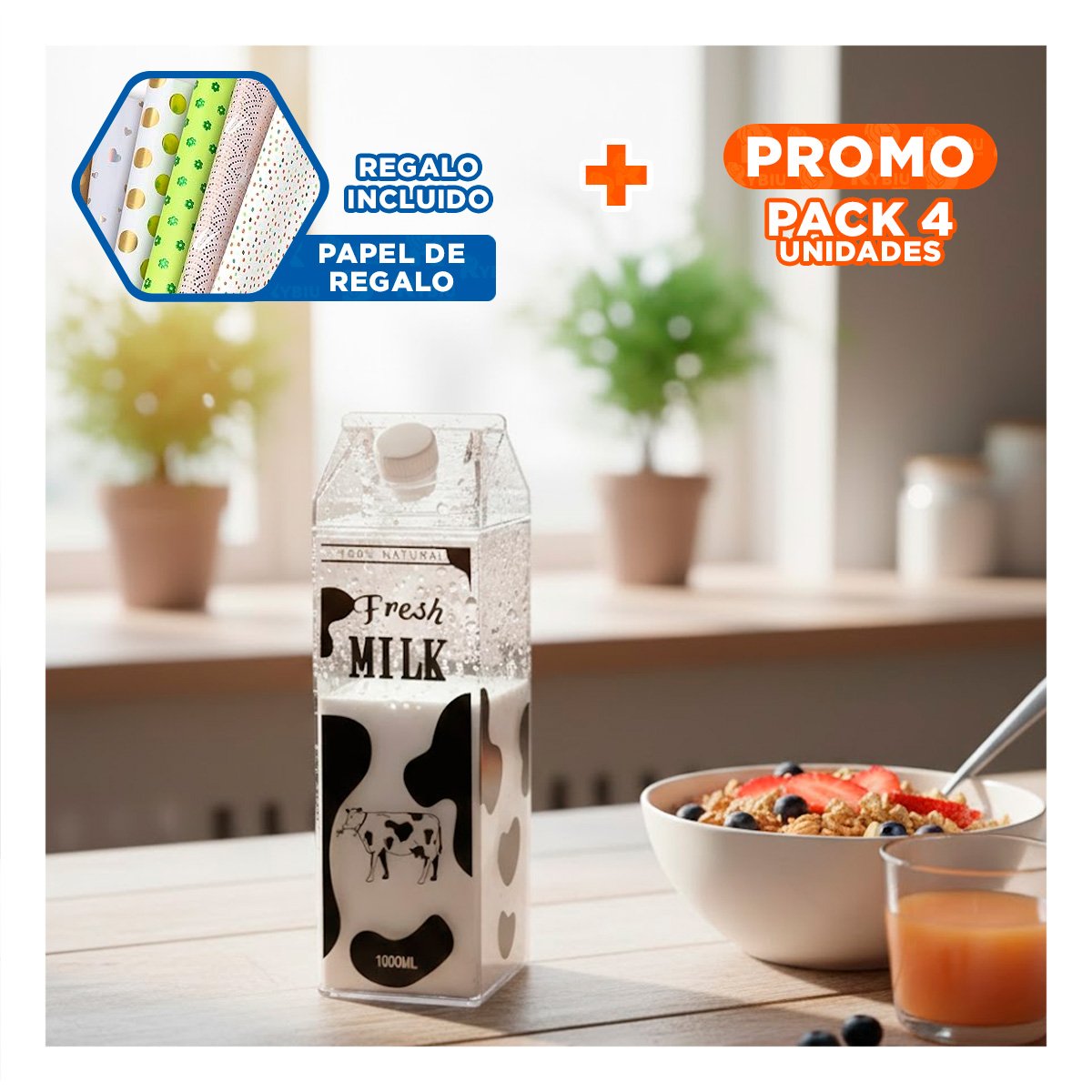 PACK4 JARRA DE LIQUIDOS NEGRO TRANSPARENTE PARA LA ARMONIA DE SUS HIJOS Y+PAPEL REGALO - 1