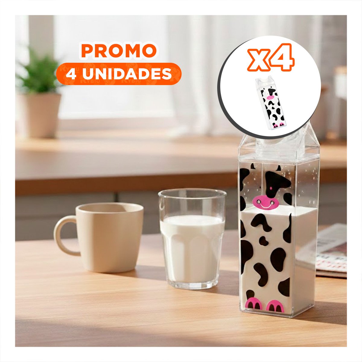 PACK4 RECIPIENTE DE MESA MANCHAS NEGRAS Y ROSADAS 1L CON ESTRUCTURA DE MUCHA FUERZA - 1