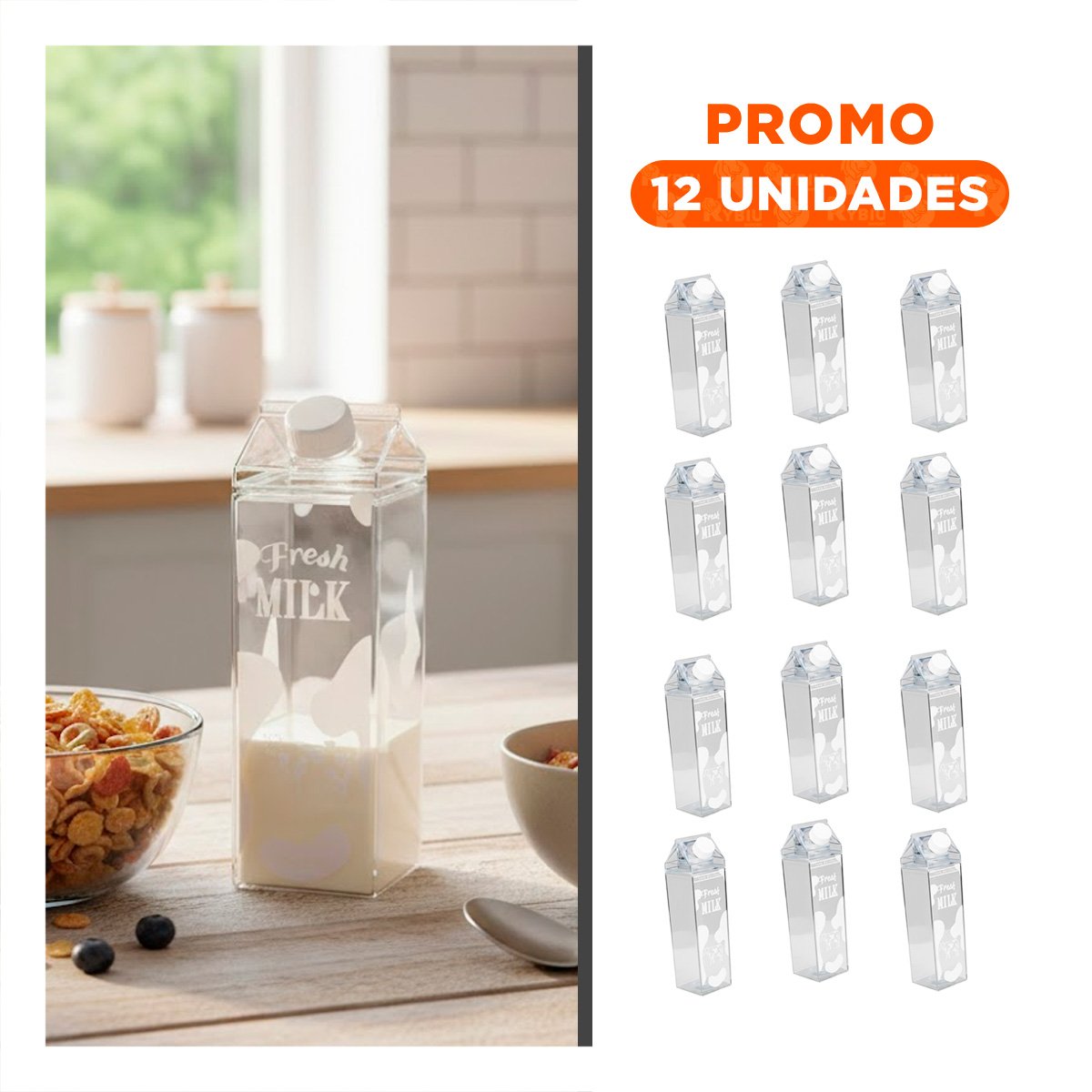 PACK12 RECIPIENTE DE MESA BLANCO TRANSPARENTE 1L PARA UN AMBIENTE DE MUCHA PAZ Y+REGALO STICKER - 1